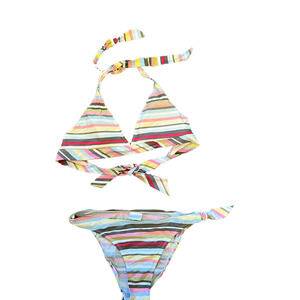 DAFFY WATERWEAR Pastel Striped Two Piece Bikini, size Large